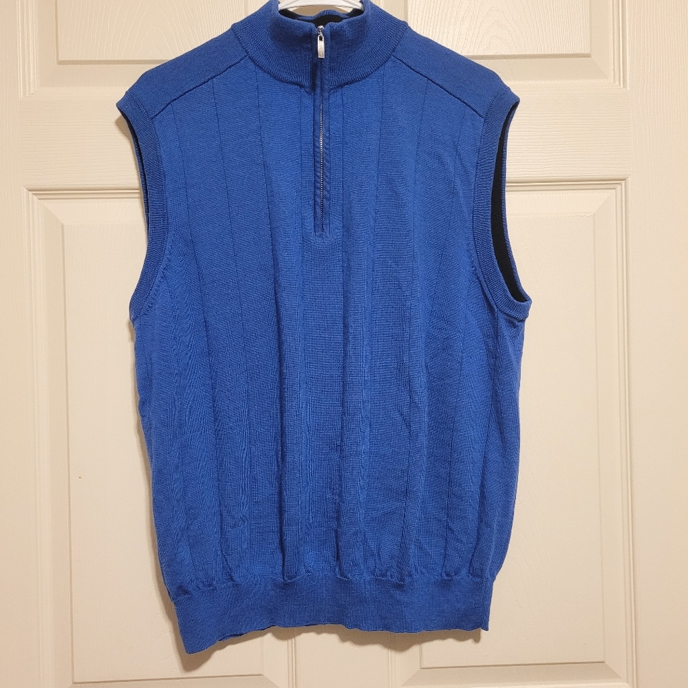 Men Marino Wool Vest XL Blue 1/4 Zip Jack Nicklaus NWOT Grandpa Old Money Y2K